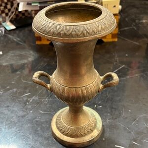 Vintage brass pedestal urn vase